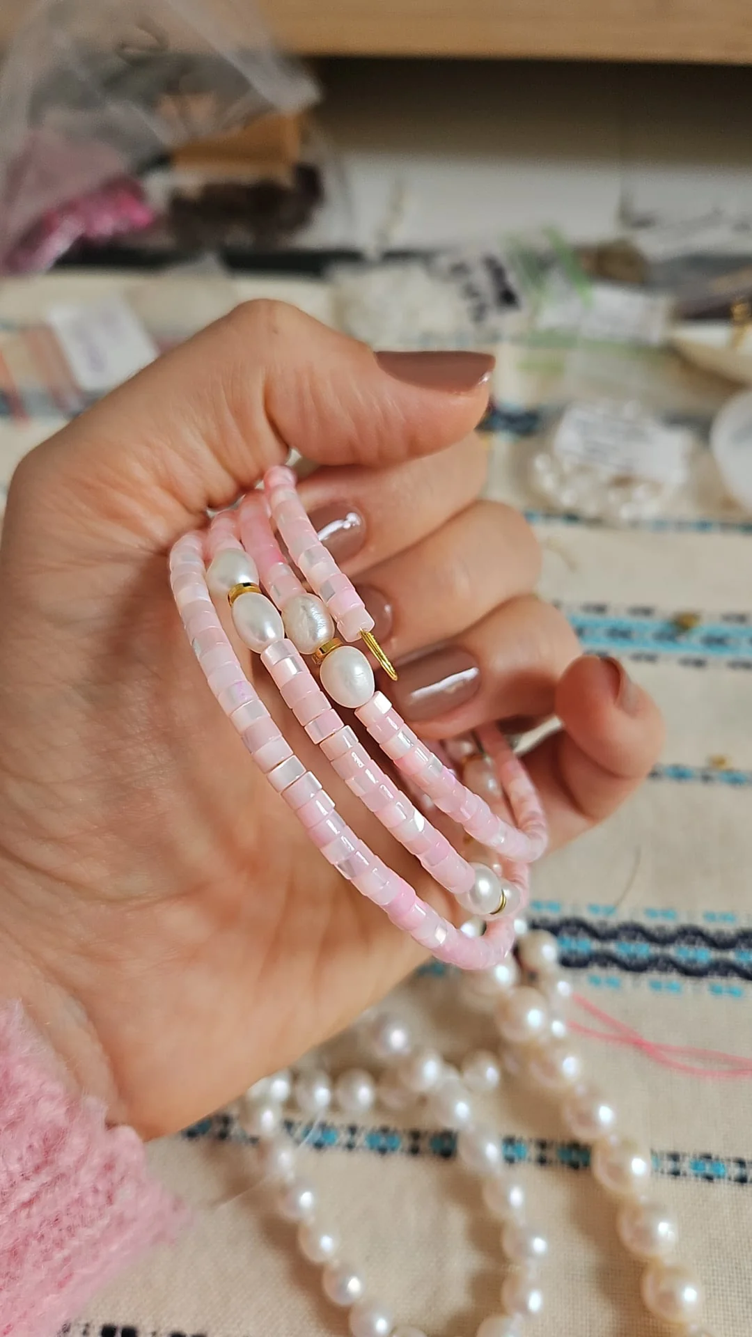 Bracelet Multirangs Rosa - Image 5